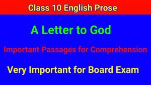 A Letter to God - Important Passages for Comprehension